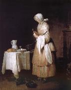 Jean Baptiste Simeon Chardin To the recovery nurses eating food sick oil painting